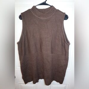 WD.NY Sleeveless knit chocolate brown sweater SIZE 1x